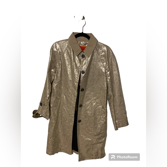 Isaac Mizrahi Silver Metallic Trench Coat - Size Small - Picture 3 of 15